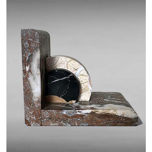 Pair of French Art Deco Bookends in Polychrome Marble For Sale - Image 10 of 18