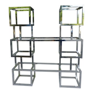 70's Mod Connected Double Chrome Box Tower Etageres For Sale