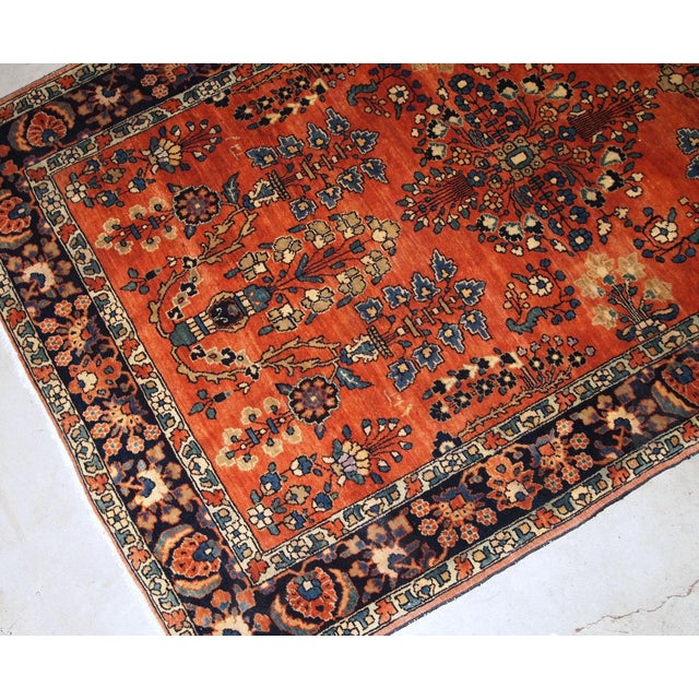Textile 1900s, Handmade Antique Persian Sarouk Rug 3.5' X 5.5' For Sale - Image 7 of 10
