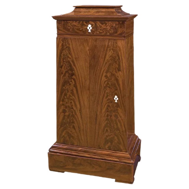 Antique Danish Trapezoidal Mahogany Cabinets with Drawer on Top, Set of 2 For Sale