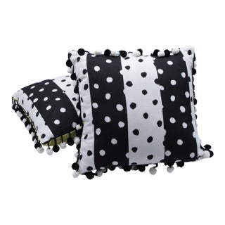 Pair Mackenzie Childs Square Decorative Throw Pillow For Sale