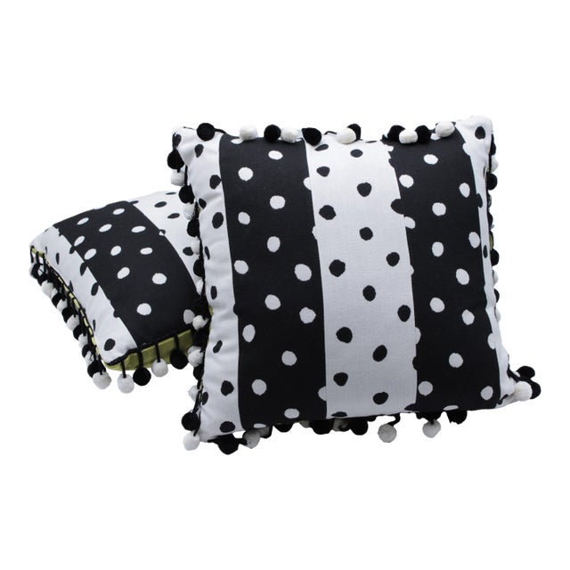 Pair Mackenzie Childs Square Decorative Throw Pillow For Sale