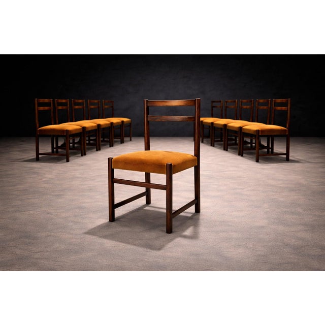 1960s Monumental Set of Twelve Brazilian Modern Rosewood Dining Chairs by Celina With Saddle Mohair Upholstery, Brazil, 1960s For Sale - Image 5 of 14