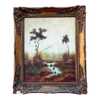 Vintage Original Landscape Oil on Canvas For Sale