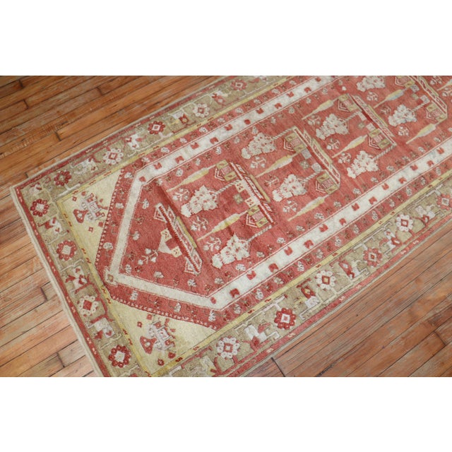 Contemporary Soft Red Antique Turkish Melas Early 20th Century Runner - 3'5" x 13' For Sale - Image 3 of 18