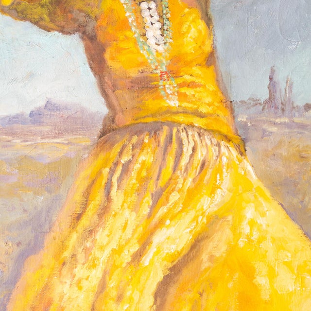 Mid 20th Century Figure Painting of a Girl in Yellow on a Soutwestern Mesa Landscape For Sale - Image 5 of 14