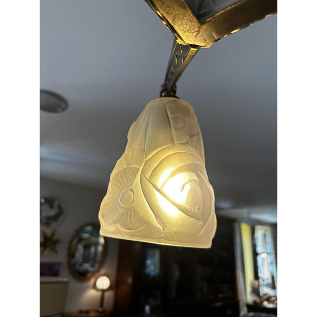 Silver Art Deco Chandelier, 1930s For Sale - Image 8 of 14