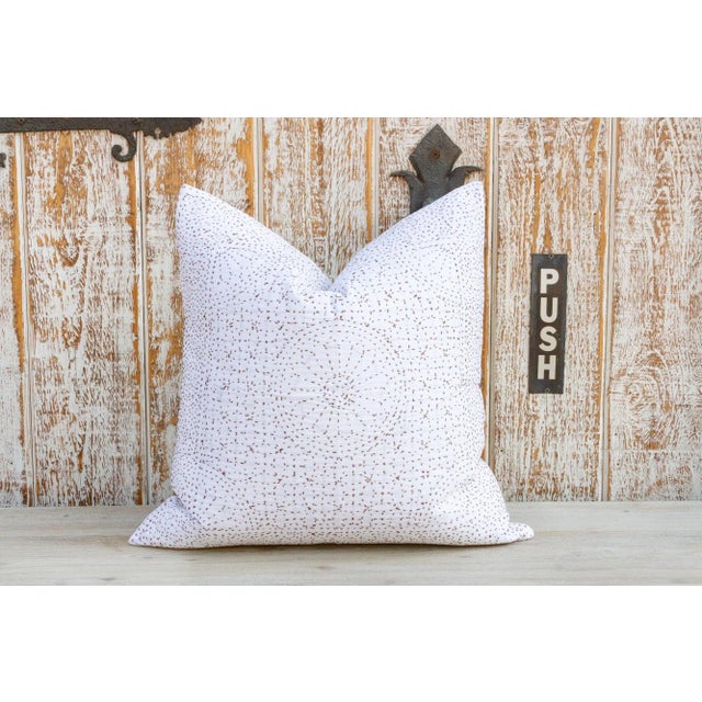 Indian Rust Filanan Kantha Small Pillow For Sale - Image 3 of 9