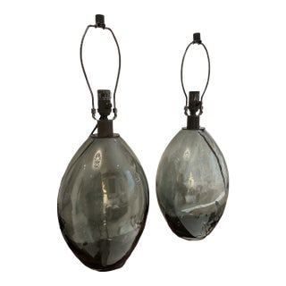 Set of 2 Myla Medium Wide Glass Table Lamp For Sale