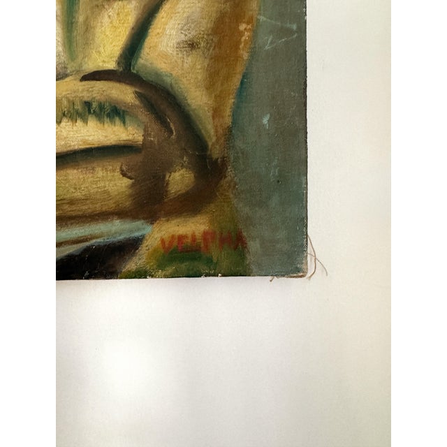 1950s Midcentury Vintage Portrait of a Young Boy- Oil on Canvas- 16 X 20” For Sale In Los Angeles - Image 6 of 9