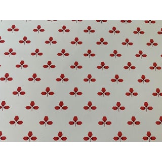 Hinson Kent Leaf Pattern Red and Cream Washable Wallpaper Paper For Sale