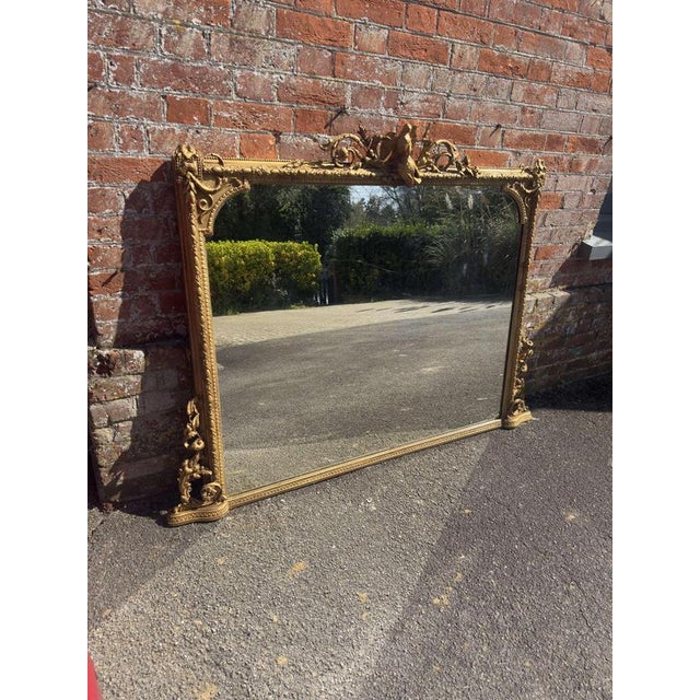 Large Antique English Gilt Overmantle Mirror, 19th Century For Sale - Image 9 of 9
