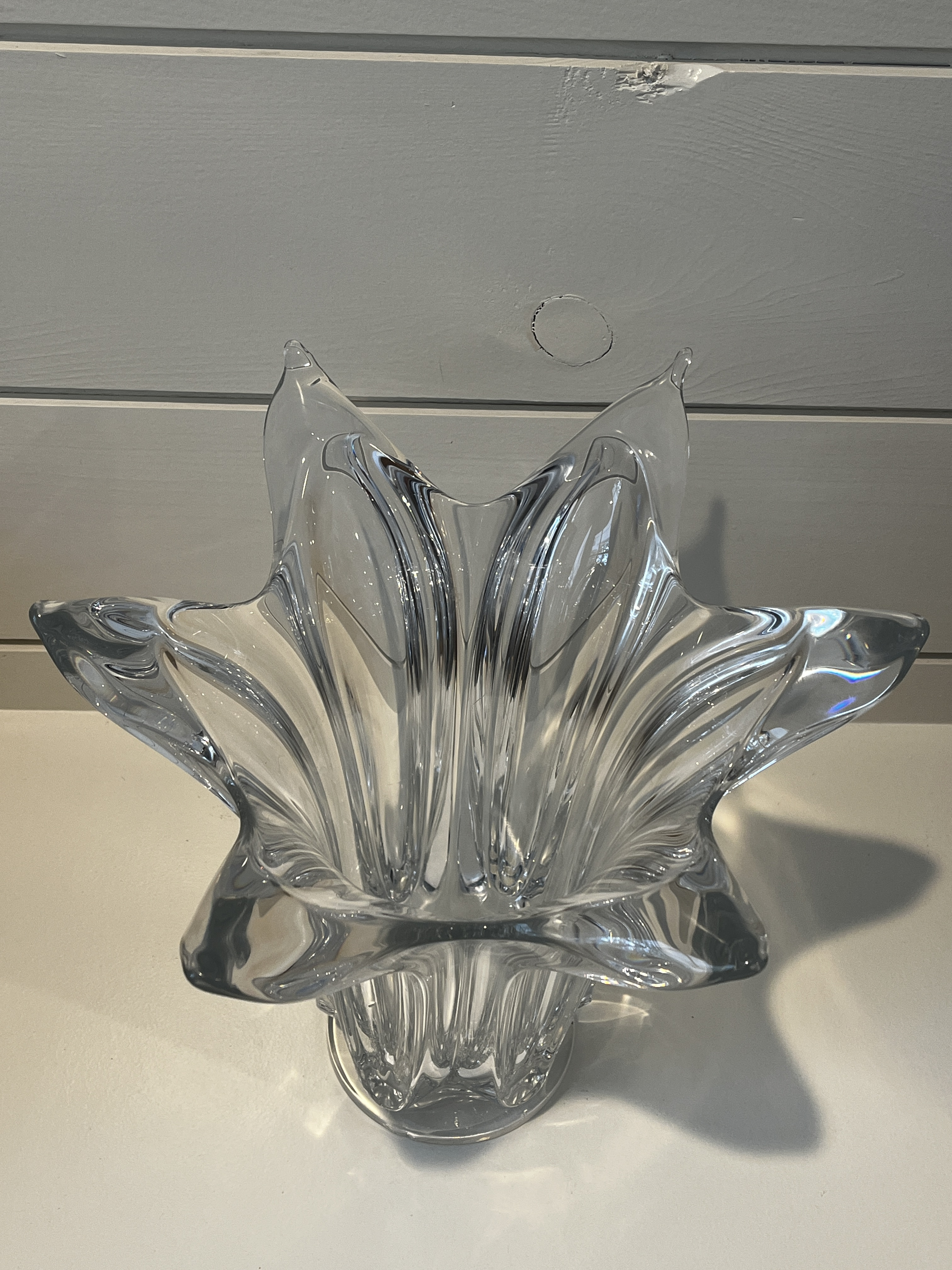 1980s Cofrac Art Verrier France Large Crystal Flower Vase | Chairish