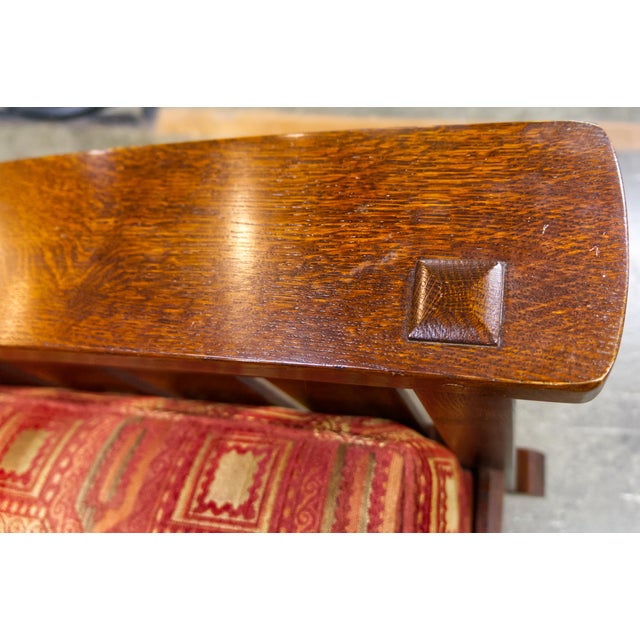 Arts & Crafts Style Stickley Bow Arm Oak Rocker With Loose Cushions For Sale In Louisville - Image 6 of 12