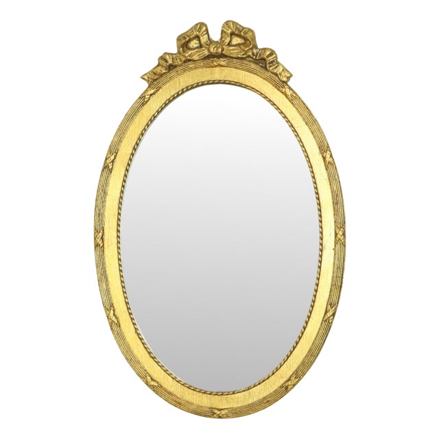 Italian Crested Mirror in Gold-Colored Resin, 1960s For Sale