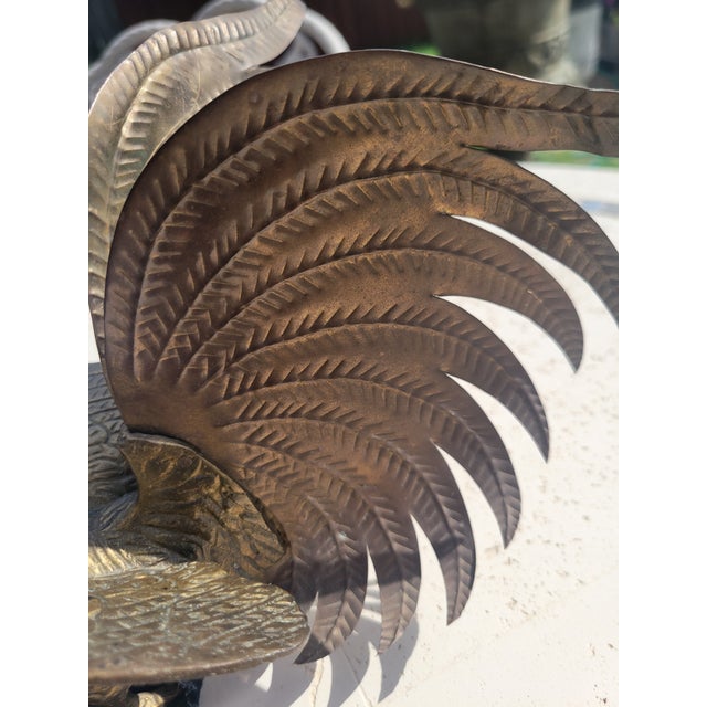 Pair of Vintage Brass Roosters For Sale - Image 4 of 12