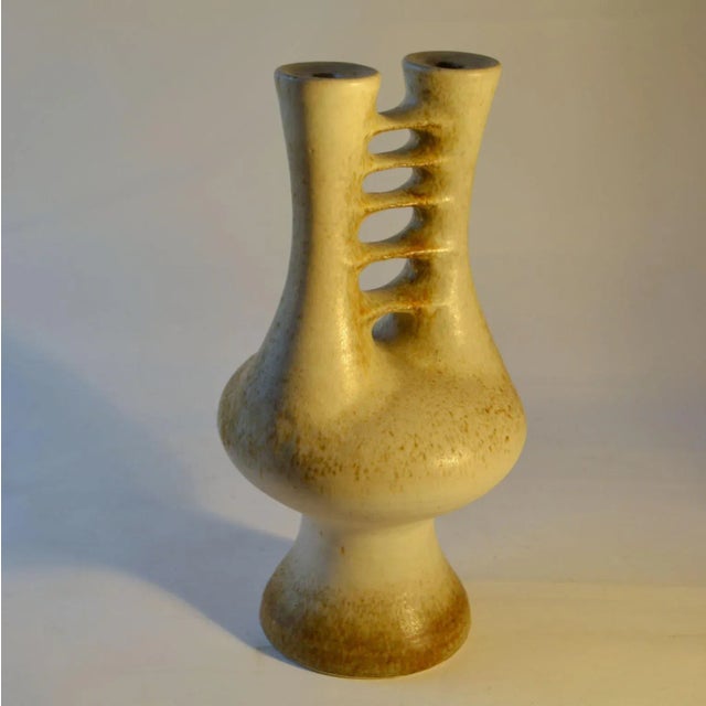 Sculptural Pottery Vase with Double Neck For Sale - Image 9 of 12