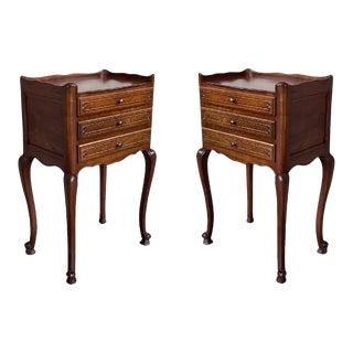 19th Louis XV Style French Darkness Oak Nightstands With Claw Finish Legs For Sale
