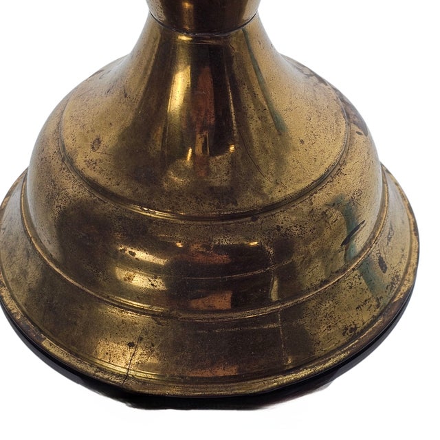 Victorian Brass Duplex Oil Lamp With Patina and Glass Chimney For Sale - Image 9 of 9