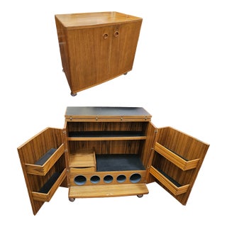 Danish Modern Fold Out Teak Bar by Illum Wikkelso for Silkeborg For Sale