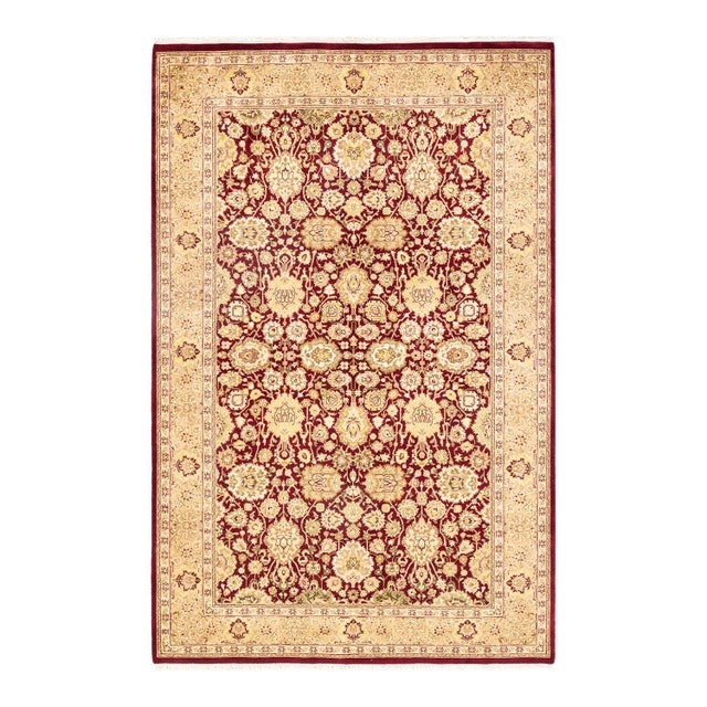 Red Mogul, One-of-a-Kind Hand-Knotted Area Rug in Red, 4' 9" x 7' 4" For Sale - Image 8 of 8