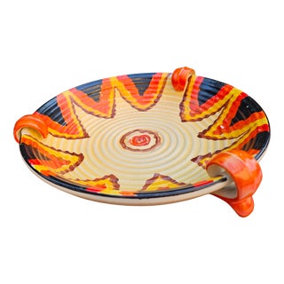 Vintage Colorful Ceramic Platter, 1960s For Sale