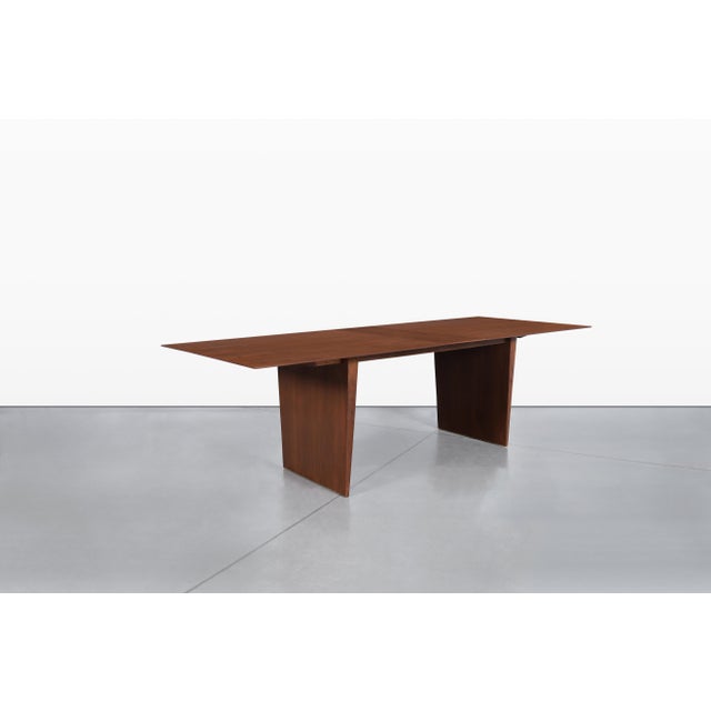 Mid-Century Walnut Extendable Dining Table by Edward J. Wormley for Dunbar For Sale In Los Angeles - Image 6 of 17