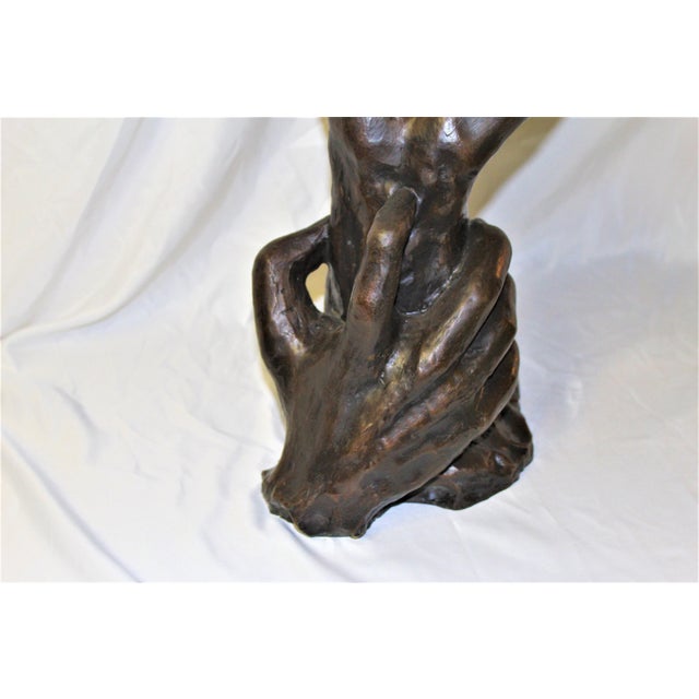 1990s Art Nouveau Sculpture of Hands Bronze Casting after Rodin Impressionism style For Sale - Image 9 of 18