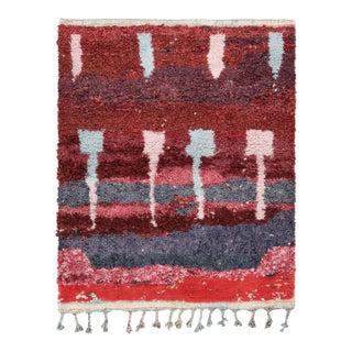 Vintage Moroccan Rug, Red With Tribal Geometric Patterns - Rug & Kilim For Sale