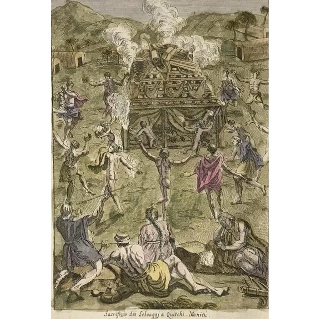 The Sacrifice of Savage in Quitchi - Manitù is a fine etching, hand-watercolored, realized by the engraver Gianfrancesco...