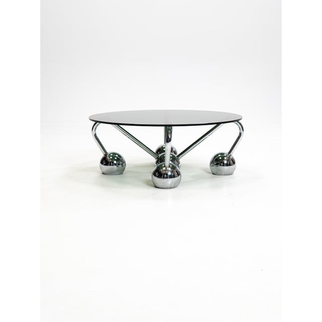 Sputnik Coffee Table in Chromed Metal and Smoked Glass, Italy, 1970s For Sale - Image 4 of 7