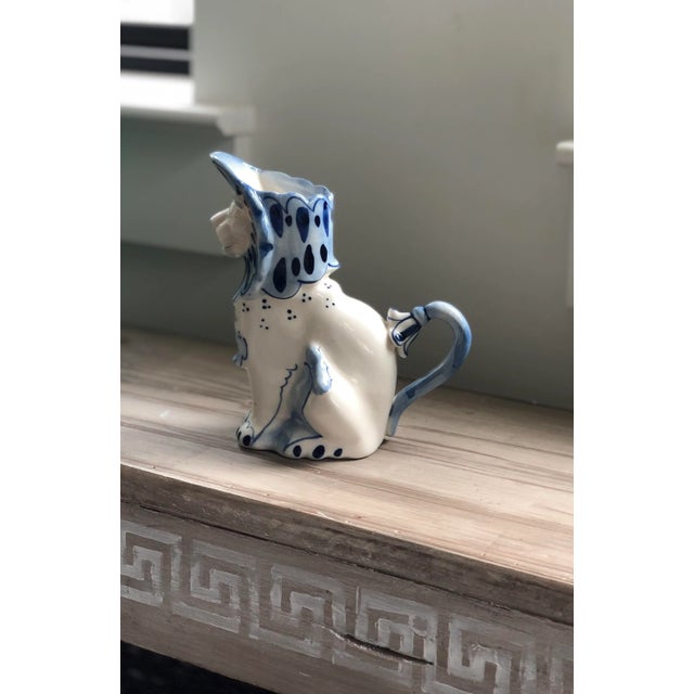 Vintage Mid 20th Century Hand-Painted Russian Lion Creamer in Blue and White For Sale In Houston - Image 6 of 10