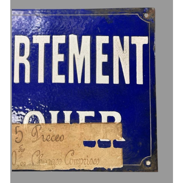 French Antique French Porcelain Apartment for Rent Advertising Sign For Sale - Image 3 of 5
