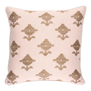 Schumacher Rubia Embroidery Pillow 18" in Blush For Sale