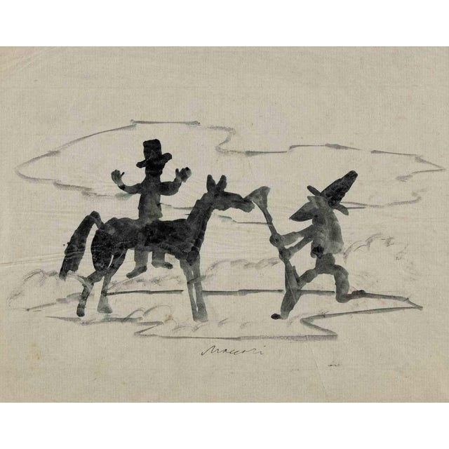 Mino Maccari, The Brigand, Drawing on Paper, 1960s For Sale
