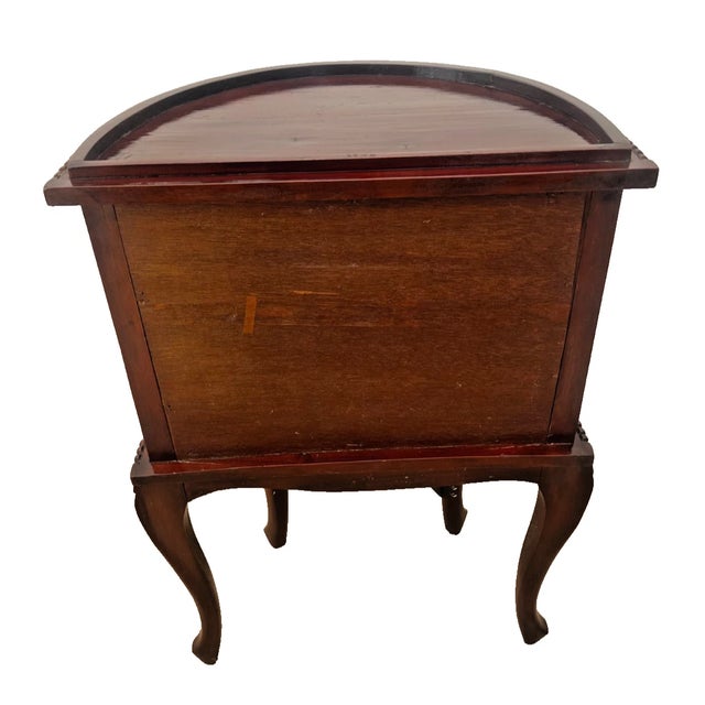 Brown 1950s China Cabinet Demilune Half Moon Shape Curio Display, Lighted, Beveled Glass 1a For Sale - Image 8 of 13