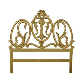 Rococo Style Vintage Gilt Wood Queen Size Headboard For Sale