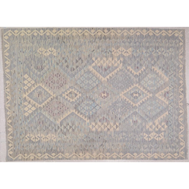 Afghan Hand Made Undyed Wool Maimana Kilim,5'6"x7'8" For Sale In New York - Image 6 of 6