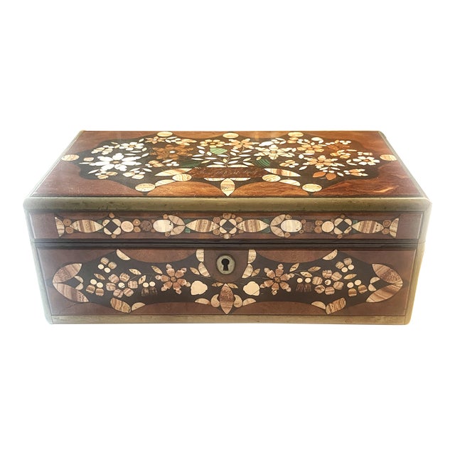 Antique 1907 Karlsbad Pietra Dura and Rosewood Box For Sale