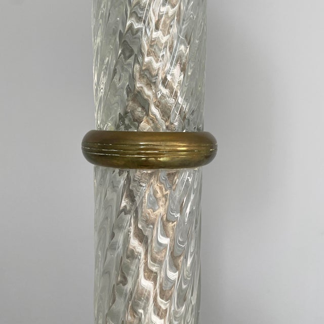 Metal Italian Art Deco Glass and Brass Floor Lamp attributed to Carlo Scarpa for Venini, 1930s For Sale - Image 7 of 14