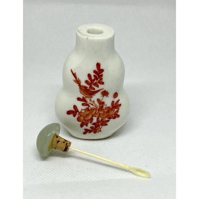 Chinese Early Chinese Porcelain Snuff Bottle Jade Stopper Hand Painted. For Sale - Image 3 of 5