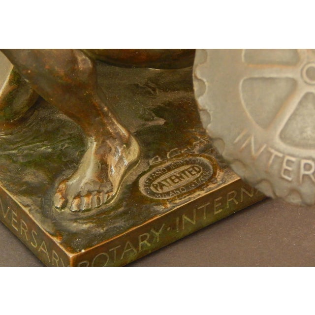 Art Deco 1930 Art Deco "The Idea of Rotary" Figurative Bronze Sculpture by Giannino Castiglioni For Sale - Image 3 of 5