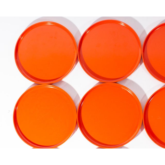 Mid-Century Modern Orange Melamine Stackable Salad Plates, Set of 12 by Massimo Vignelli for Heller For Sale - Image 3 of 6