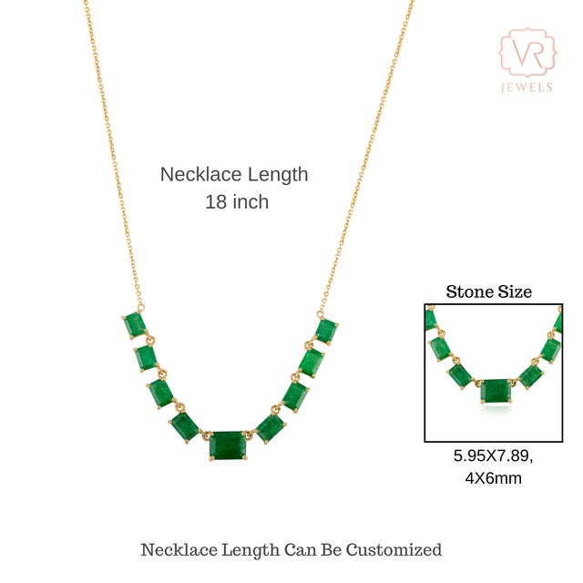 Not Yet Made - Made To Order VRJewels 6 Carat Natural Nine Emerald Link Chain Necklace in 18k Solid Gold- 18 Inch For Sale - Image 5 of 10