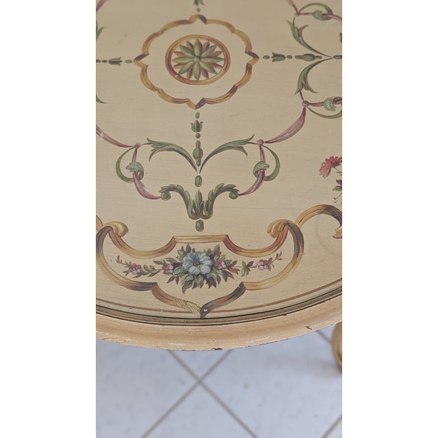 Vintage Handpainted Italian Design Toleware Round Coffee Table For Sale In Washington DC - Image 6 of 12