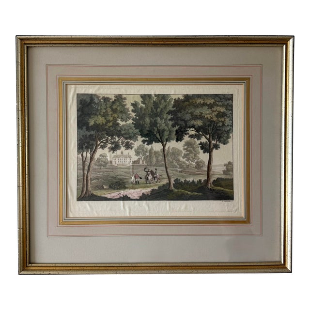 Antique Framed Mount Vernon Estate Etching by Paolo Fumagalli For Sale