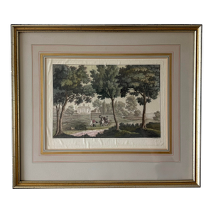 Antique Framed Mount Vernon Estate Etching by Paolo Fumagalli