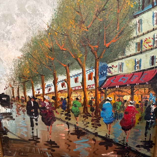 Impressionist Vintage Impressionist Painting of Romantic Italian City Street Scene Oil on Canvas Painting For Sale - Image 3 of 8