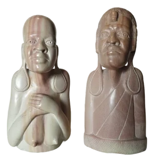 Carved Soapstone Maasai Busts, 1970s, Set of 2