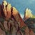 In "Gods on Fire," vibrant hues of red and orange dominate the rugged mountain peaks, capturing the intensity of sunlight...